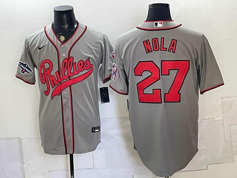 Men 2026 Philadelphia Phillies #27 Nola grey Game Nike MLB Jersey 0826002->philadelphia phillies->MLB Jersey